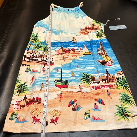 London Times Multicolor Beach Scene Linen Blend Dress NWT size 10 - Picture 13 of 15